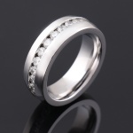 Men's Wide 8mm Stainless Steel Eternity Rings Band CZ Silver Wedding Charm Elegant silver ring men