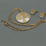 Tree of Life Golden Pendant Shells Composition Distribution Necklace and Earrings