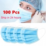 Dropship 100pcs Mask Disposable 3 Layers Filter Dustproof Earloop Non Woven Mouth Masks 360 ° Folding Civil Masks Blue Face Mask